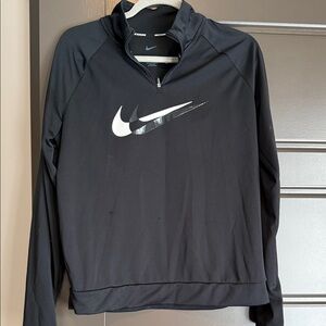 Nike Black Quarter-Zip with Black & White Swoosh. See pick for 2 pulls in fabric